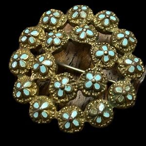 Victorian Brass and Enamel Pin